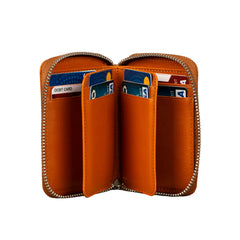 Premium Leather Zipper Wallet - Caramel Brown - Anniston